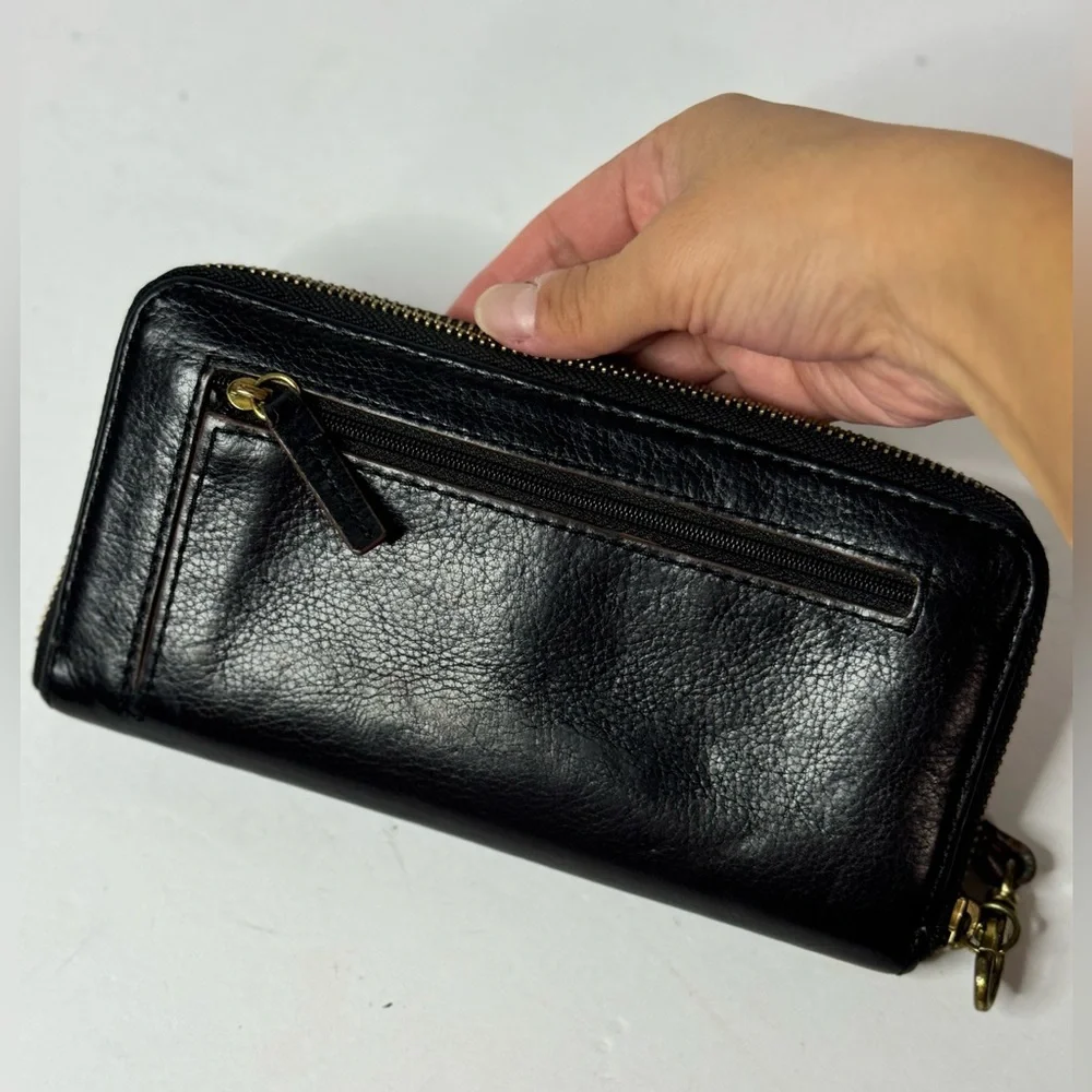 Fossil Leather Zip Around Bill & Credit Card Large Wallet